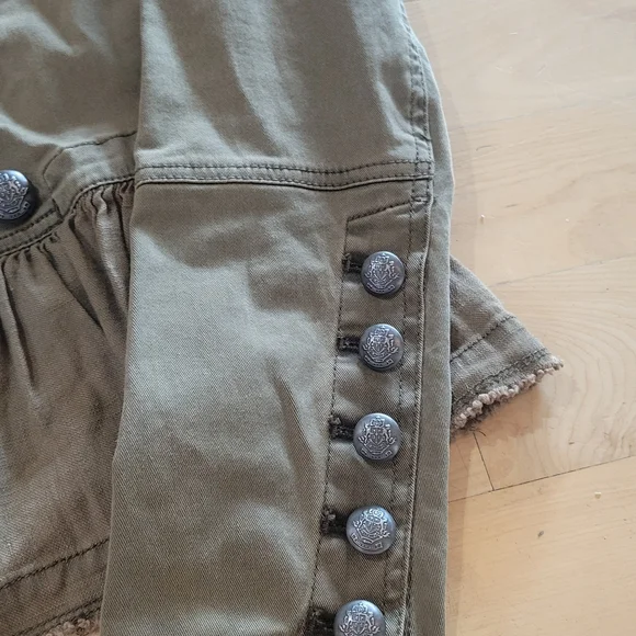 Free People Olive Green Utility Jacket with Peplum Hem - Picture 5 of 13